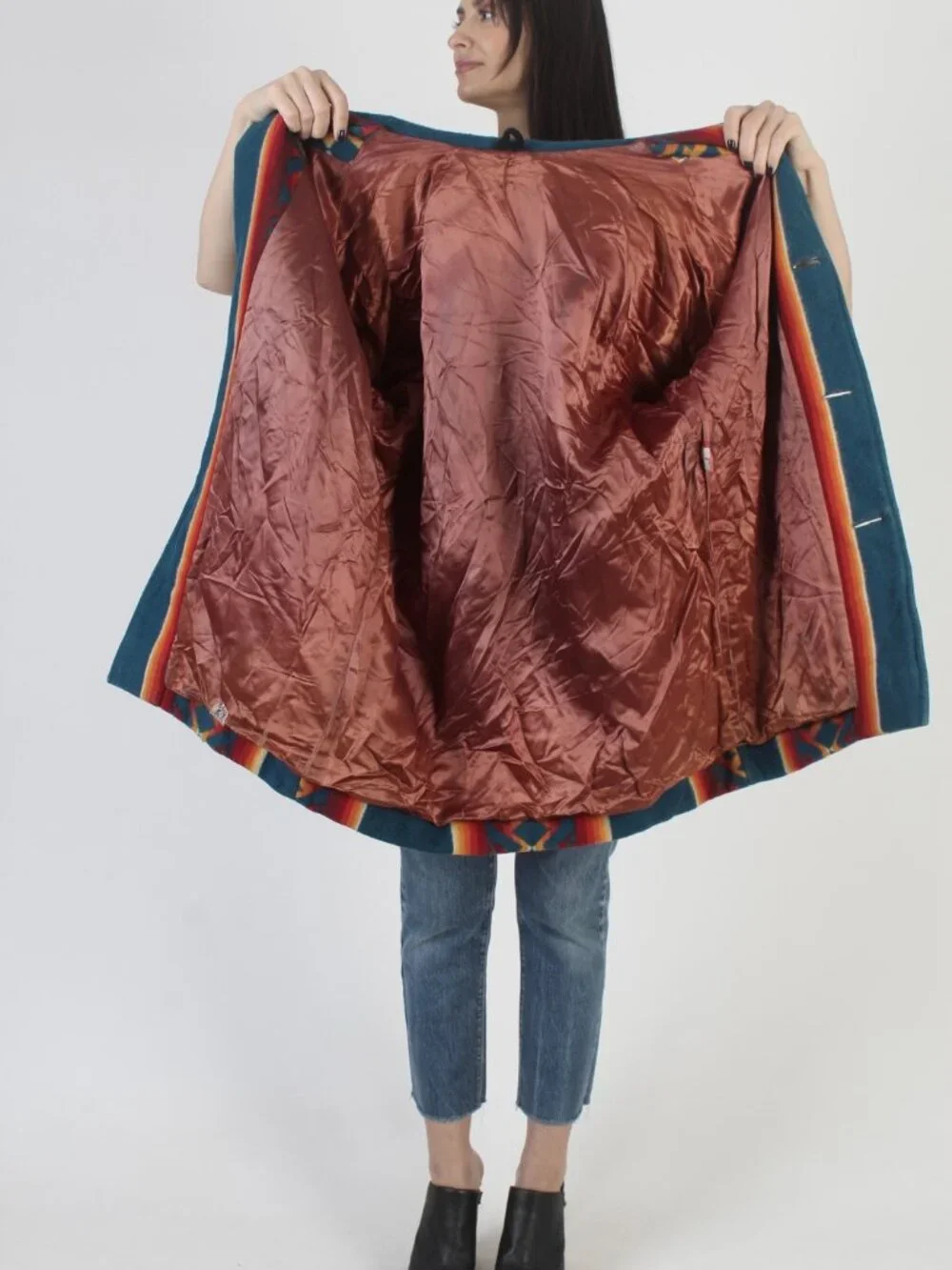 Pendleton Mens Women Aztec Wool Native American Barn Coat Concho Jacket 44 Large